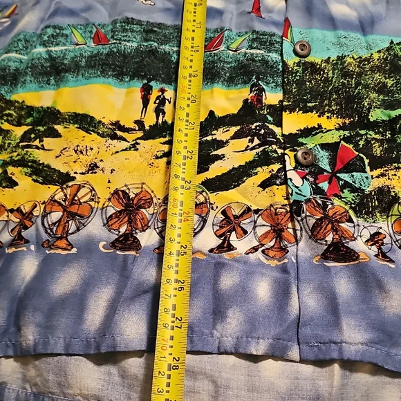 Ocean Current Multicolor Scenic Hawaiian Shirt Mens Large - Picture 8 of 10